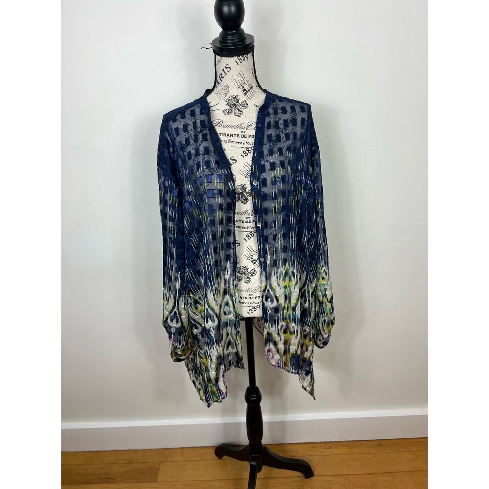 Ruby Rd. Semi Sheer Button Up Long Sleeve Blouse / coverup